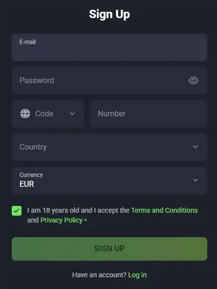 Maak een nieuw Luckywave Casino-account aan